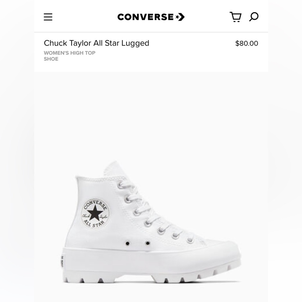 Lugged White High Top Converse LIKE NEW!!